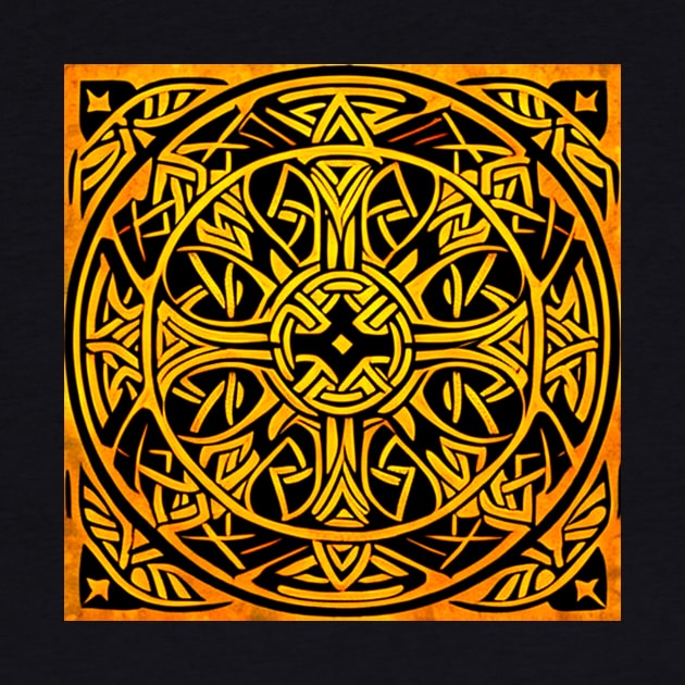 Golden Celtic Knot Mandala on Textured Background by HIghlandkings